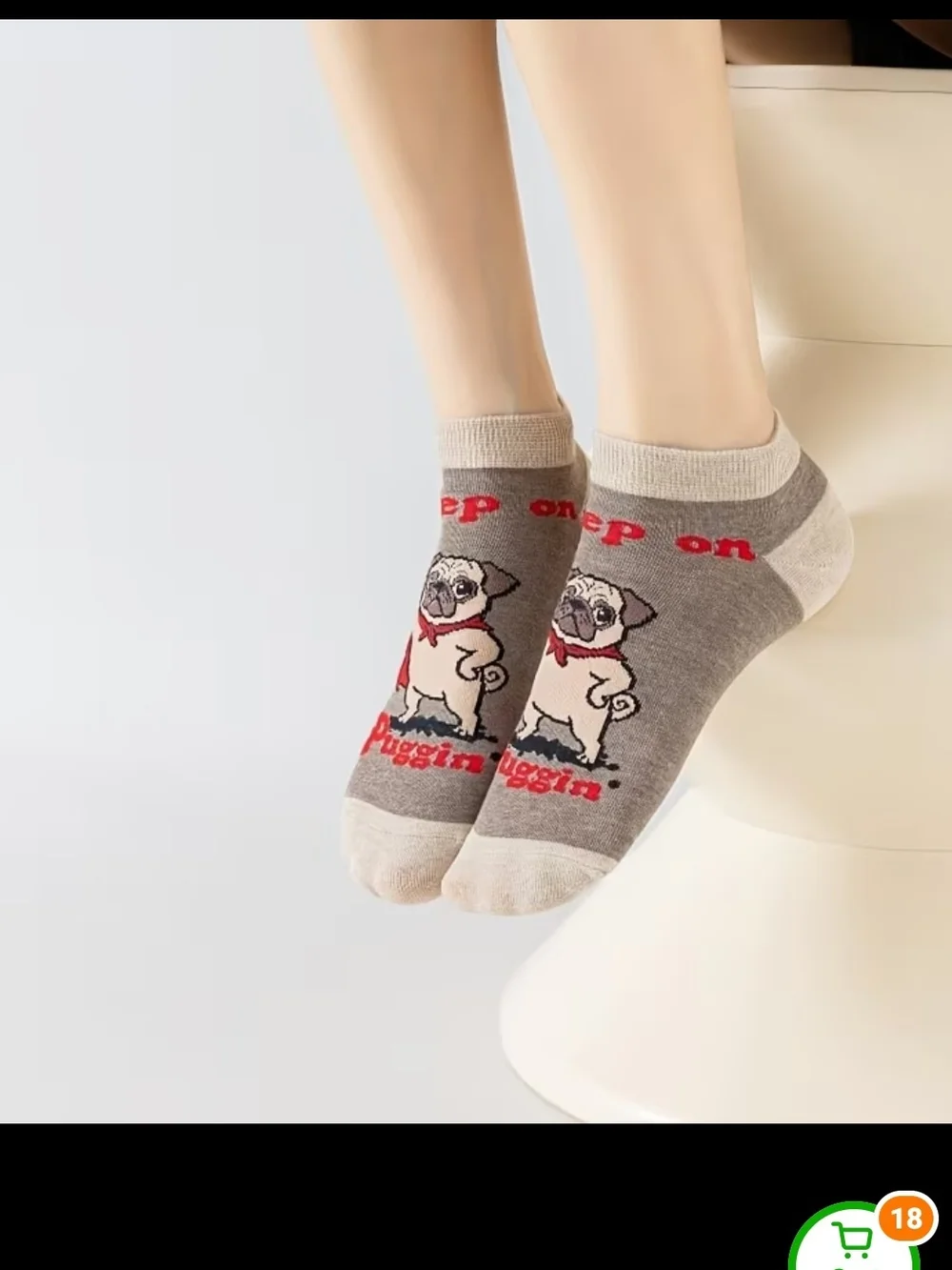 Cute Pug Dog Crew Socks - Assorted Colors SET OF 5